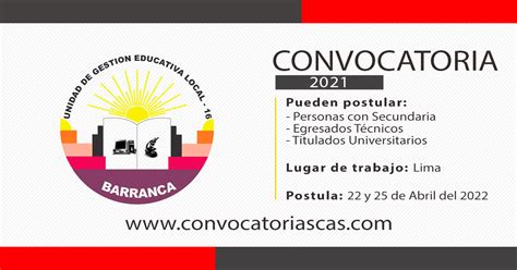 Convocatoria Ugel 16 Barranca [cas] 9 Plazas Computación E Informática Educación Educación