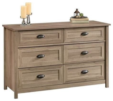 Bowery Hill Drawer Farmhouse Engineered Wood Dresser In Salt Oak