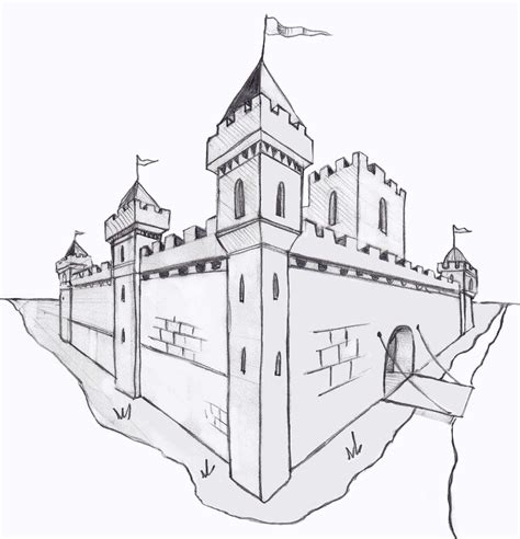 2 Point Perspective Drawing Castle