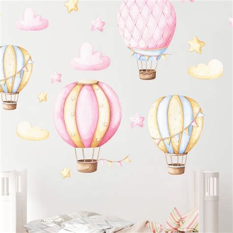 Hot Air Balloon Nursery Wall Decal Wall Stickers Watercolor Etsy
