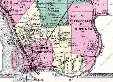 1875 Map of North Tonawanda, Ironton, and Martinsville