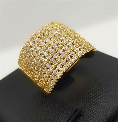 Anel 11 Fileiras Micro Zircônia Cristal Banhado em Ouro 18K