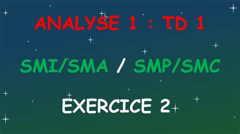 Analyse Sma Smi Smp Smc Td Corrig S Exercice Notion De