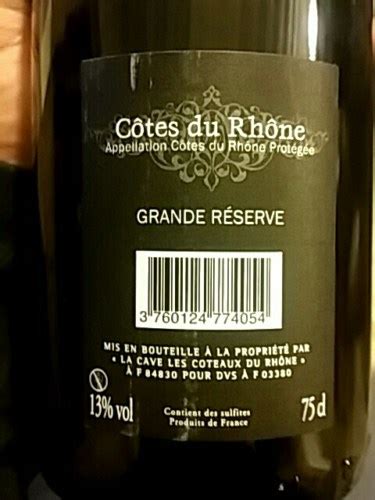 La Cave Les Côteaux du Rhône Grande Réserve Côtes du Rhône Vivino US