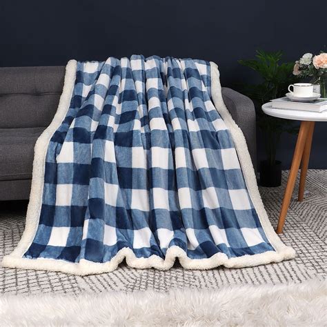 Sherpa Fleece Throw Blanket Soft Warm Thick Microfiber Plaid Flannel