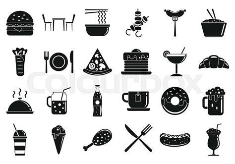 Food Courts Icons Set Simple Style Stock Vector Colourbox