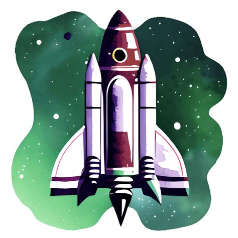 Space Rocket Watercolor Sublimation Realistic 4k Illustration Clipart ...