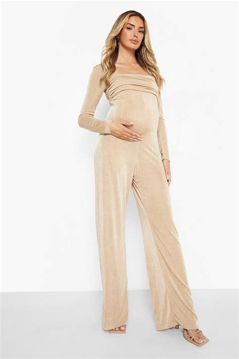 Maternity Square Neck Wide Leg Jumpsuit Boohoo Usa