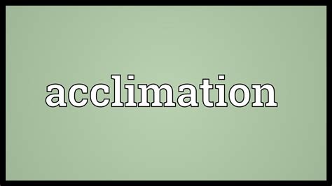 acclimation meaning youtube