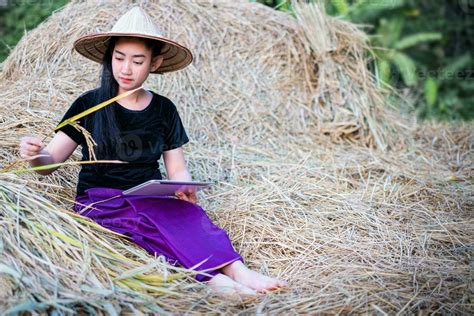 Portrait woman farmer using a digital tablet 3043656 Stock Photo at ...