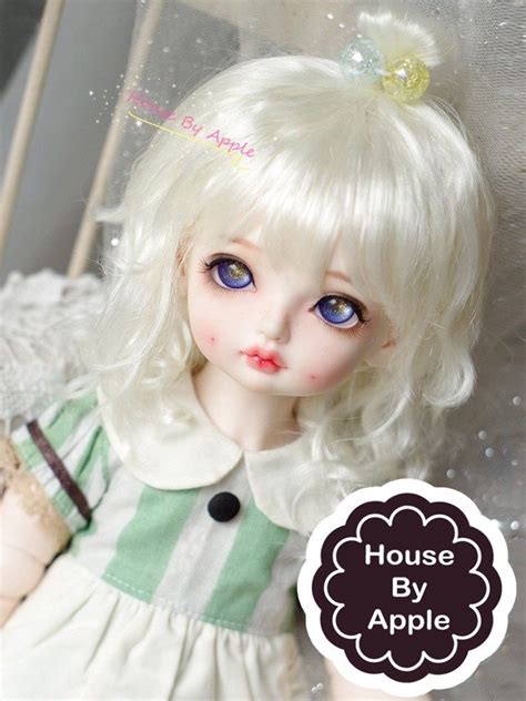 Bjd Cute Cream White Naturally Curly Hair Imitation Mohair Wig For