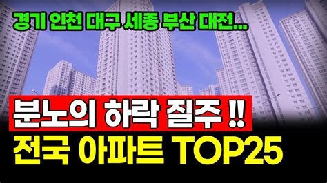 지금 한국 부동산 폭락중 가장 폭락한 전국 아파트 Top25 경기 인천 대구 세종 부산 대전 아파트 집값 상황 252편