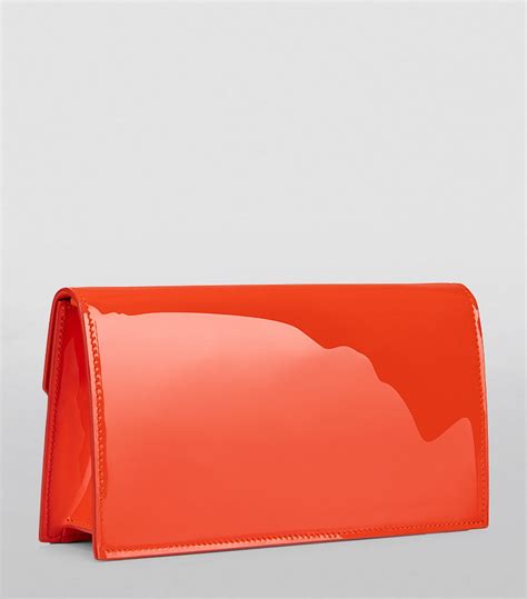 Womens Christian Louboutin Red Loubi Patent Leather Clutch Bag