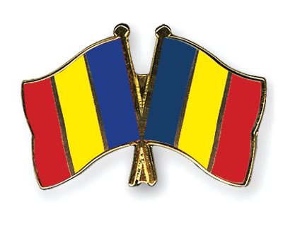 Crossed Flag Pins Chad-Romania Flags