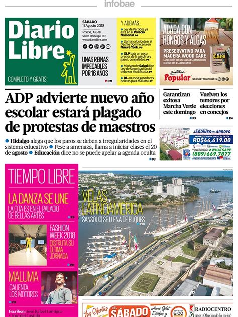 Diario Libre Republica Dominicana 12 De Agosto De 2018 Infobae