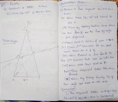 Construct A Triangle Abc In Which Bc Cm B O And Ab Ac Cm