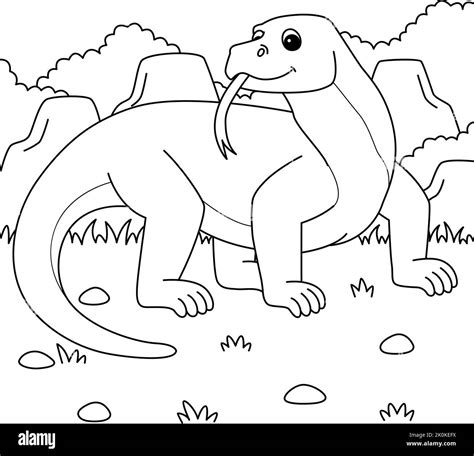 Página para colorear a los animales del dragón de Komodo para los niños