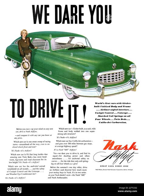 1949 Us Advertisement For The Nash 600 Airflyte Automobile Stock