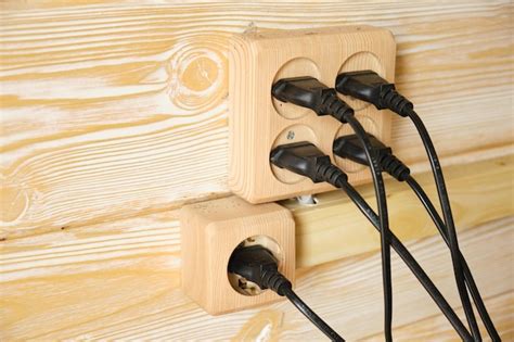 Premium Photo Electric Sockets Made Of Natural Wood Safe Sockets