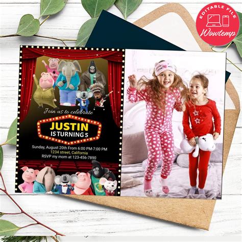 Sing 2 Invitation With Photo Customizable Template DIY Wowtemp