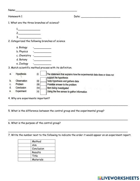 Introduction To Science Activity Live Worksheets Worksheets Library