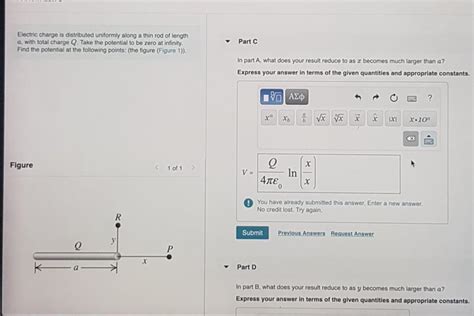 Solved Electric Charge Is Distributed Uniformly Along A Thin Chegg