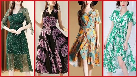 Most Beautiful Stylish And Trendy Designer Chiffon Floral Print Aline Skater Dresses Youtube