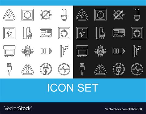 Set Line Electric Circuit Scheme Electrical Panel Vector Image