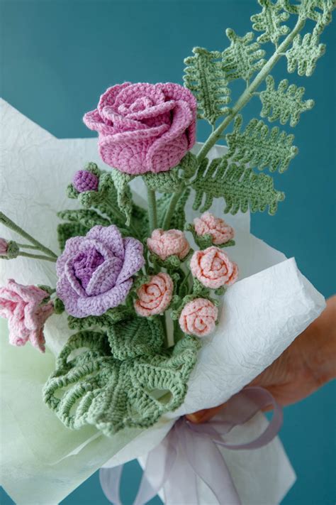 Rose and Freesia Bouquet Kits-with PDF pattern - Hookok