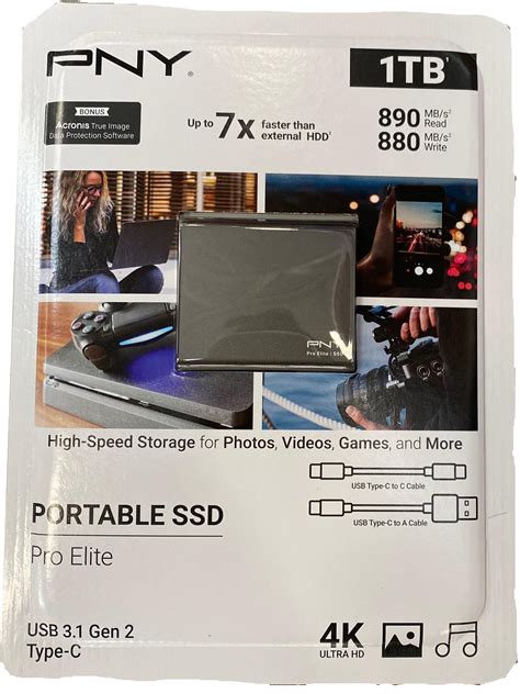 Pny Pro Elite Portable Ssd Usb 31 Gen 2 Type C 1 Tb