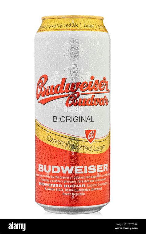 Ukraine Kiev March 02 2020 Aluminium Cold Budweiser Budvar Lager