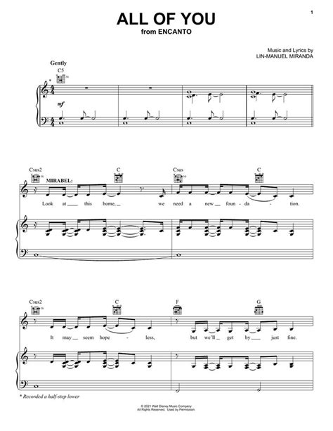 Lin Manuel Miranda All Of You From Encanto Sheet Music Notes Chords