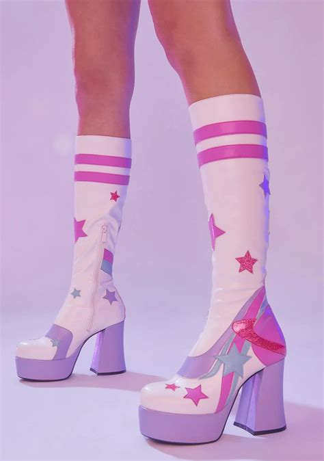 Sugar Thrillz Star And Stripe Platform Go Go Boots Multi Dolls Kill