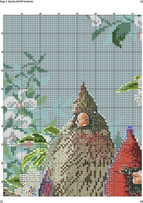 The Cross Stitch Pattern Shows Two Birds On A Rock With Flowers And