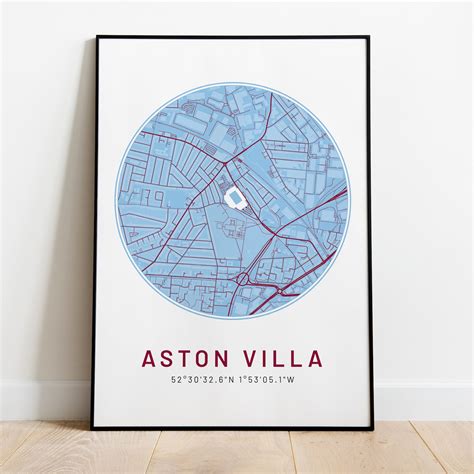 Aston Villa Villa Park Map Poster Photo Art Print Aston Villa Etsy