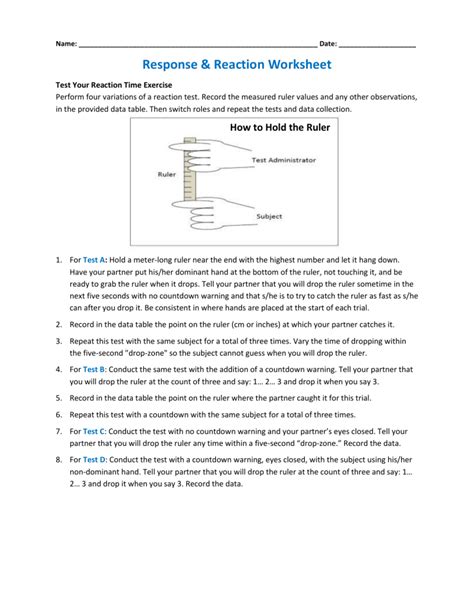 Response And Reaction Worksheet