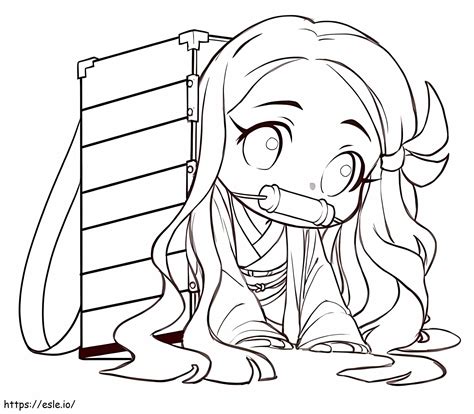 Printable Cute Nezuko coloring page