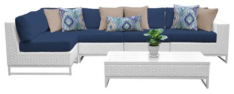 Miami Piece Outdoor Wicker Patio Furniture Set D Navy