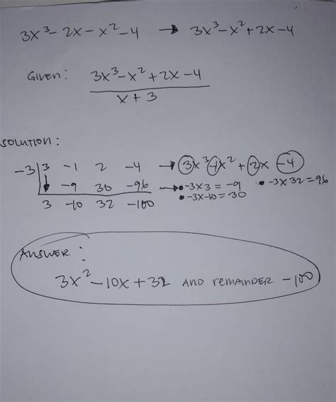 3x³ 2x X² 4 ÷ X 3 It Is Dividing Polynomials Using Synthetic Division