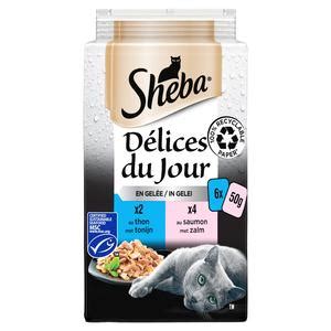 Sheba Délices du Jour Sachets en Gelée Poissons Thon et Saumon MSC