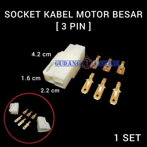 Jual Socket Scun 3 Pin Besar Soket Kabel Motor Mobil Konektor Kabel