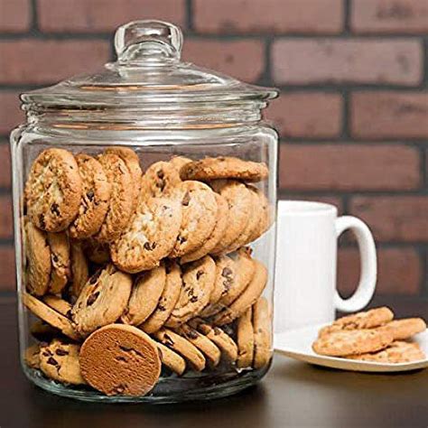 Glass Cookie Candy Penny Jar With Glass Lid 1 Gallon Old Fashioned Clear Round Storage