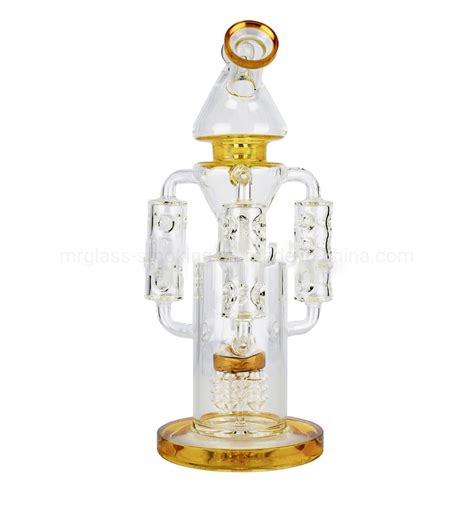 Double Handle Recycle Glass Water Pipe Dab Rig With Jellyfish Type