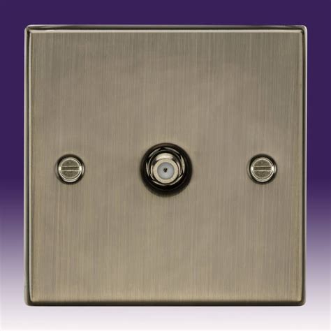 Satellite Socket Sq Edge Antique Brass Non Isolated Knightsbridge Cs015ab