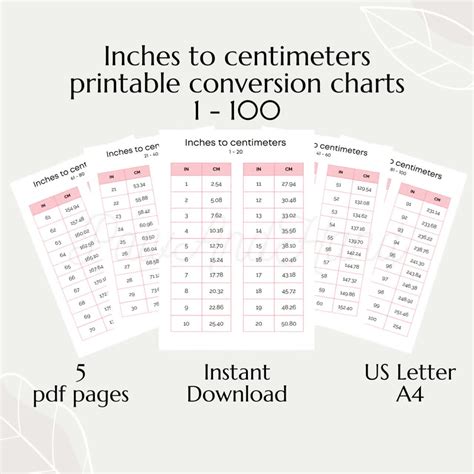 Printable Inches To Centimeters Conversion Chart 60 Off