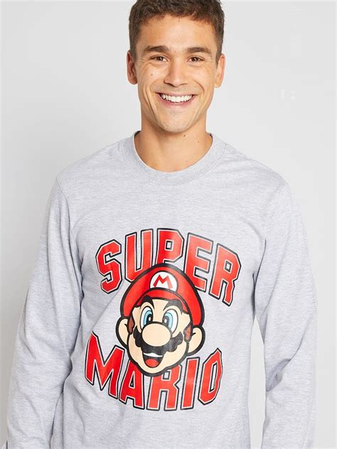 Pyjama Long Super Mario Gris Noir Kiabi