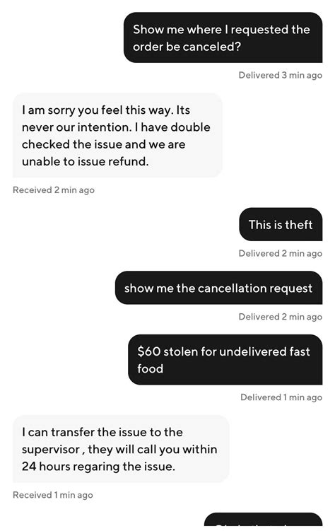 After complaining to support about not wanting fast food that was made