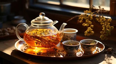 Premium Photo | Tea Moments Teapot and Steeping Tea Leaves