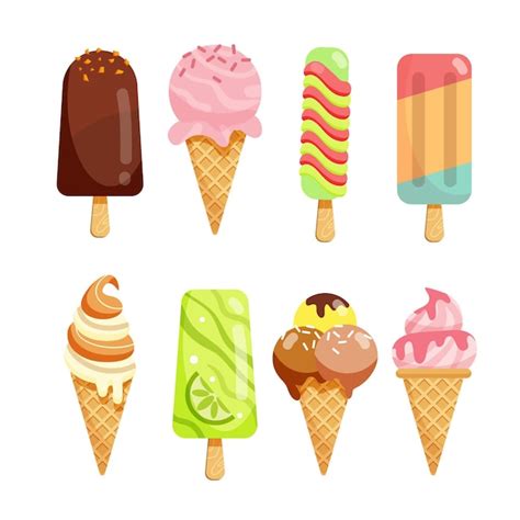 Set Of Ice Cream Cones Vector Illustration Stock Illustration Clip