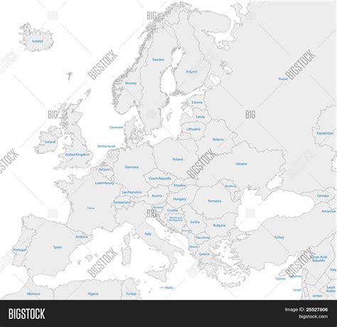 Grey Europe Map Countries Vector & Photo | Bigstock